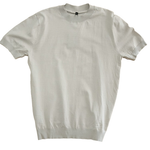 Men's Cream Short-Sleeve Knit Dress Shirt